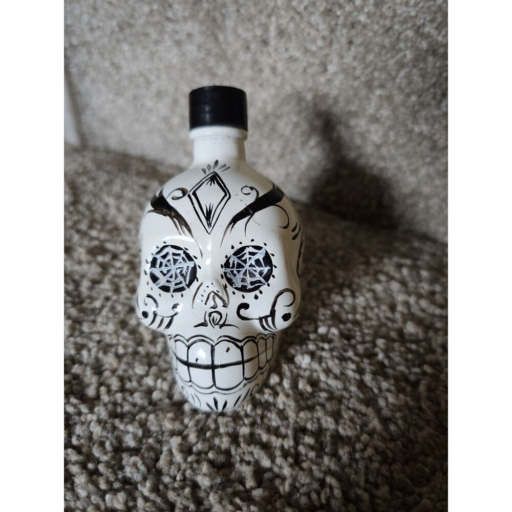 Skull Dia De Muertos KAH Blanco Tequila Bottle Decanter Day of The Dead EMPTY